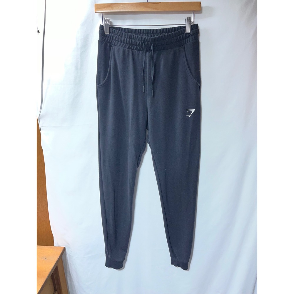 Gymshark Training Joggers Womens Small Black Tapered Sweatpants Drawstring Logo